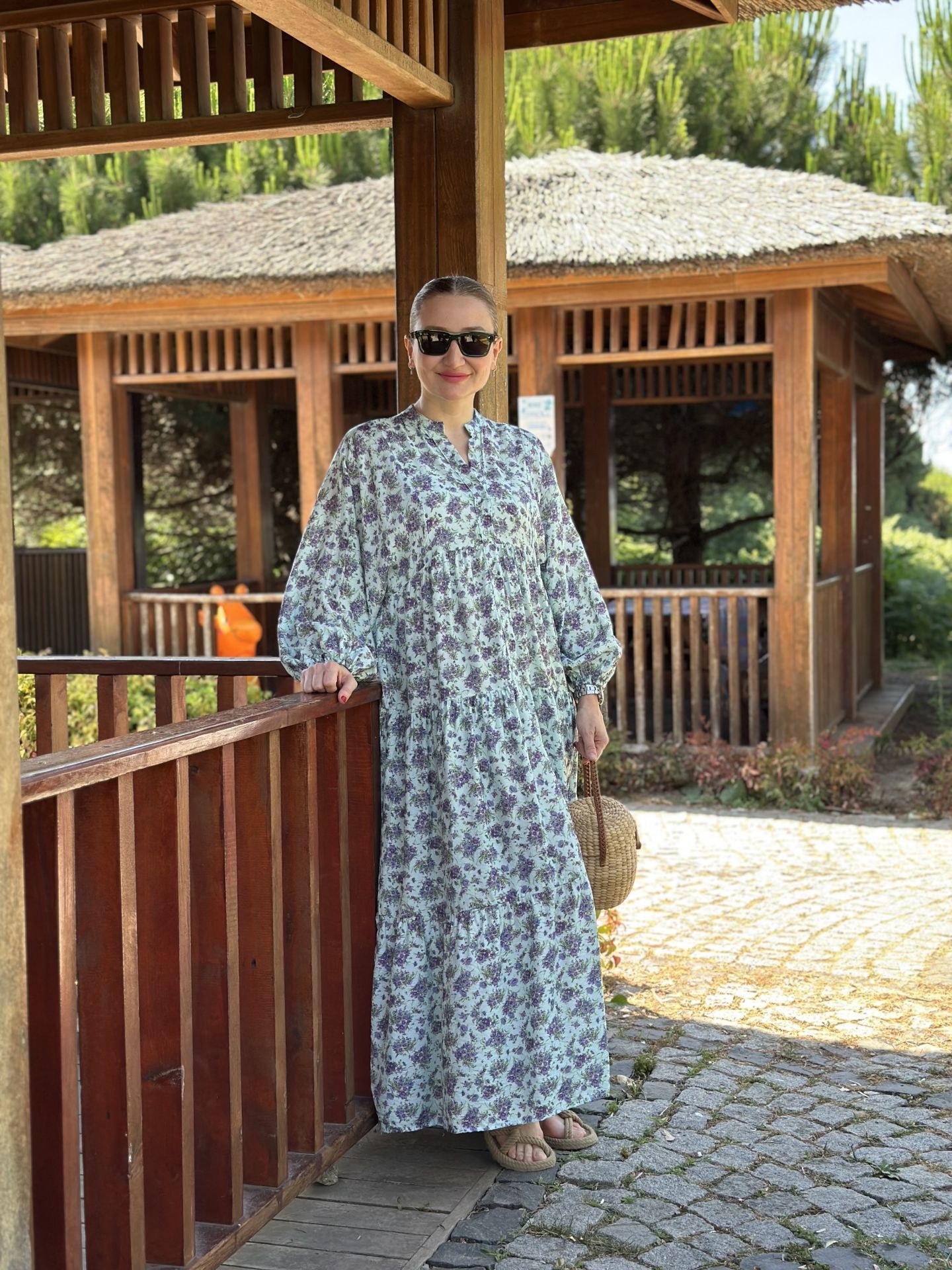 ÇITIR çiçek  modal katleya elbise Mavi