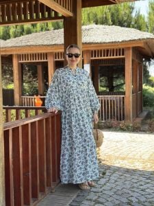 ÇITIR çiçek  modal katleya elbise Mavi