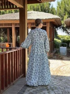 ÇITIR çiçek  modal katleya elbise Mavi