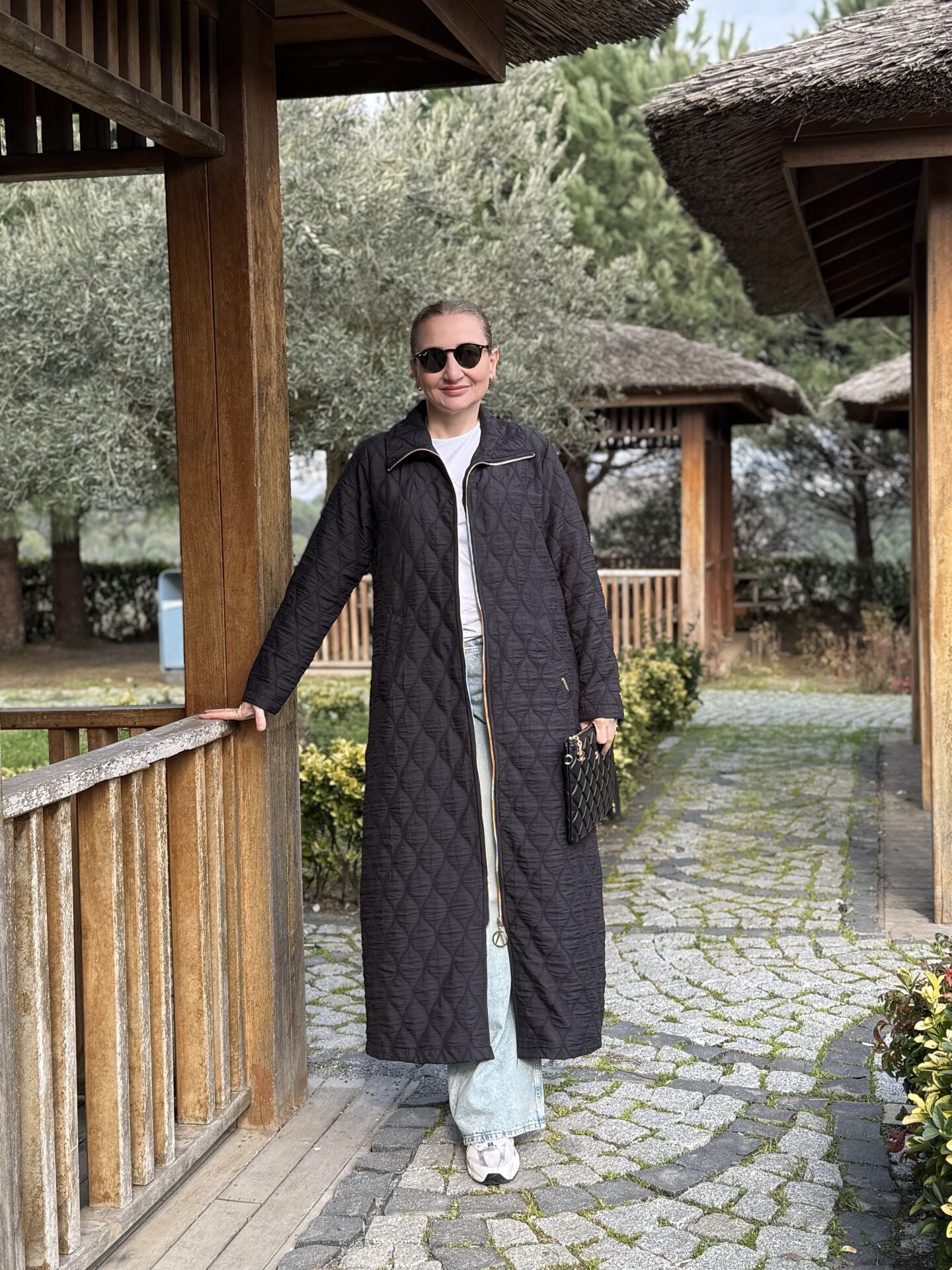 A.Akay Tam Fermuarlı Kapitone trenç siyah