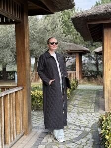 A.Akay Tam Fermuarlı Kapitone trenç siyah