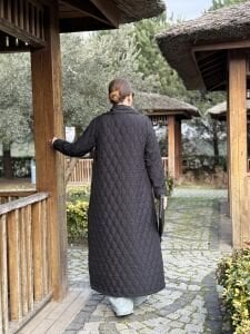 A.Akay Tam Fermuarlı Kapitone trenç siyah