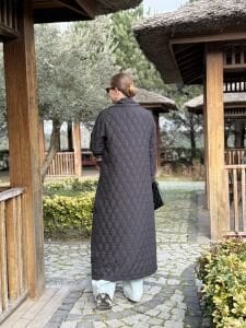 A.Akay Tam Fermuarlı Kapitone trenç siyah