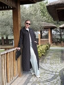 A.Akay Tam Fermuarlı Kapitone trenç siyah