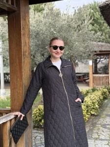 A.Akay Tam Fermuarlı Kapitone trenç siyah