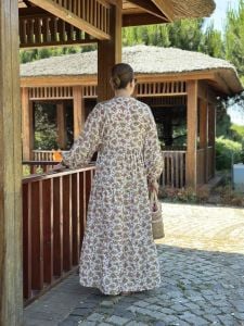 ÇITIR çiçek  modal katleya elbise Beyaz