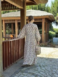 ÇITIR çiçek  modal katleya elbise Beyaz