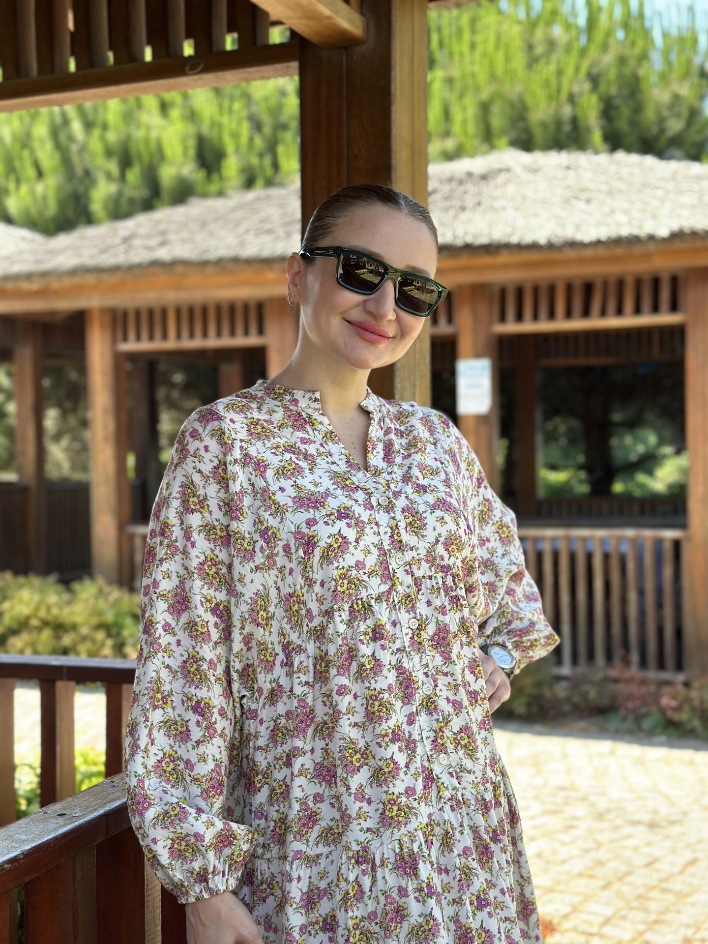 ÇITIR çiçek  modal katleya elbise Beyaz