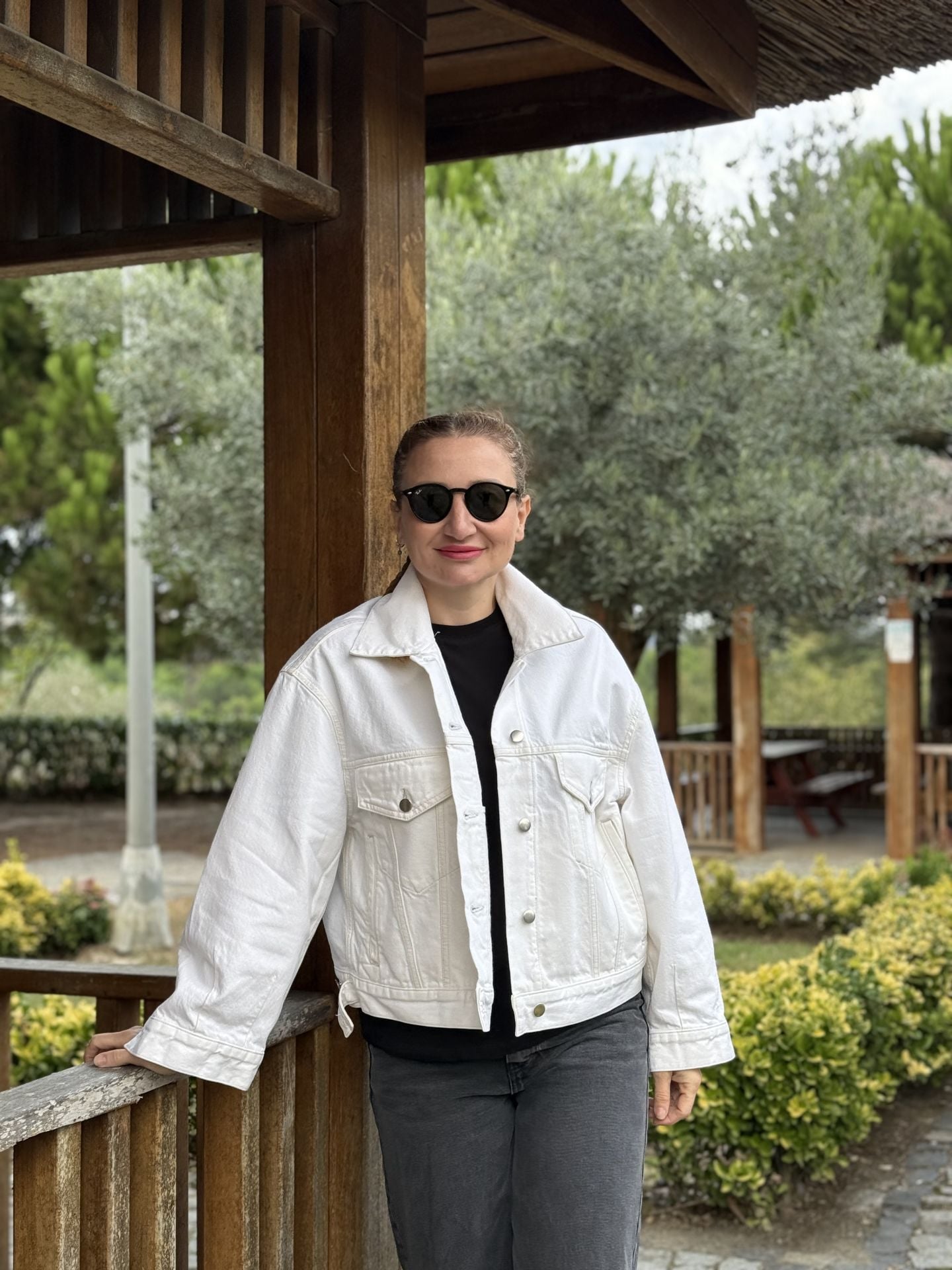 Orjinal Kırık beyaz Oversize kot ceket