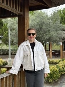 Orjinal Kırık beyaz Oversize kot ceket