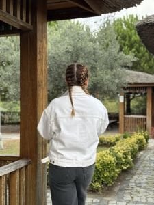 Orjinal Kırık beyaz Oversize kot ceket