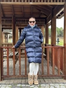 Lacivert fermuarlı şişme mont