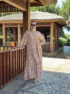 ÇITIR çiçek  modal katleya elbise Sarı