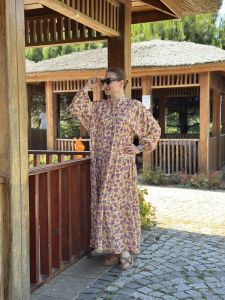 ÇITIR çiçek  modal katleya elbise Sarı