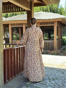 ÇITIR çiçek  modal katleya elbise Sarı