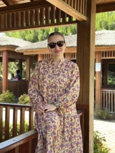 ÇITIR çiçek  modal katleya elbise Sarı