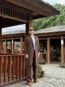 A.AKAY örme-denim Tasarım takım Kahve (6003)