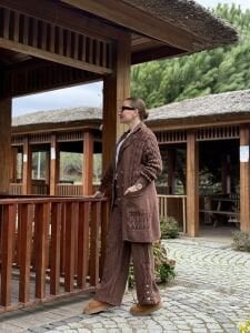 A.AKAY örme-denim Tasarım takım Kahve (6003)