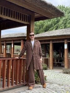 A.AKAY örme-denim Tasarım takım Kahve (6003)