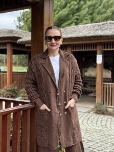 A.AKAY örme-denim Tasarım takım Kahve (6003)