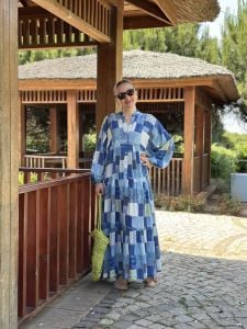 MeliNa patchwork Viskon katleya elbise