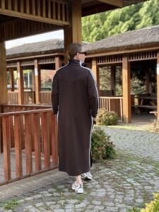 Şeritli spor elbise kahve