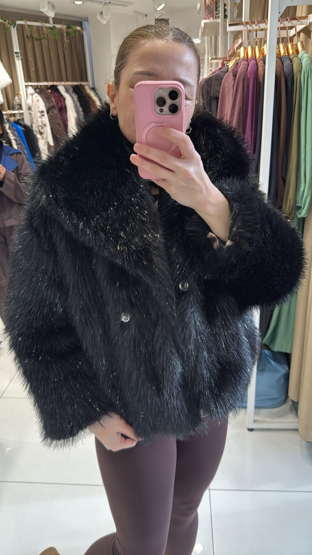 Premium İthal Parıltı Kürk Siyah