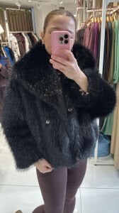 Premium İthal Parıltı Kürk Siyah