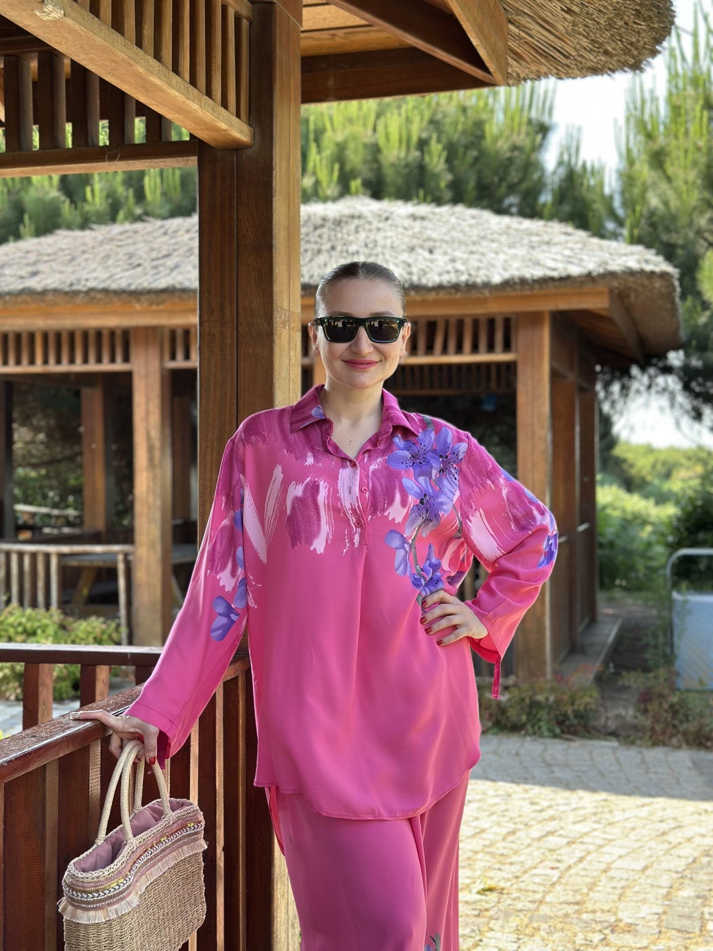 Lilyum pamuk Takım Fuşya