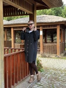 Kapüşonlu uzun kot ceket Antrasit