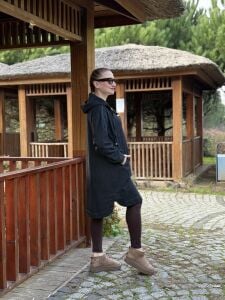 Kapüşonlu uzun kot ceket Antrasit