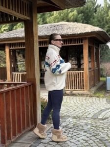 Geometrik detaylı polar sweatshirt