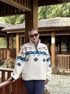 Geometrik detaylı polar sweatshirt