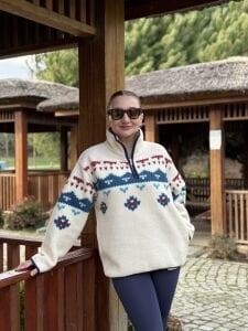 Geometrik detaylı polar sweatshirt