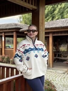Geometrik detaylı polar sweatshirt