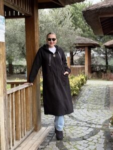 A.Akay Fermuarlı Kuzu Kaşe siyah