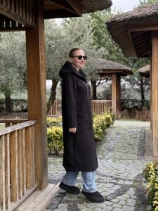 A.Akay Fermuarlı Kuzu Kaşe siyah