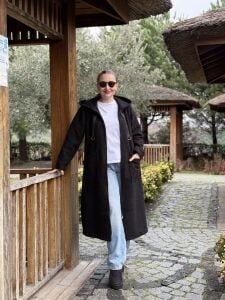 A.Akay Fermuarlı Kuzu Kaşe siyah