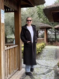 A.Akay Fermuarlı Kuzu Kaşe siyah