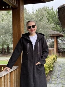 A.Akay Fermuarlı Kuzu Kaşe siyah