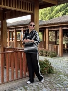 Şeritli Armalı Takım çizgili Siyah