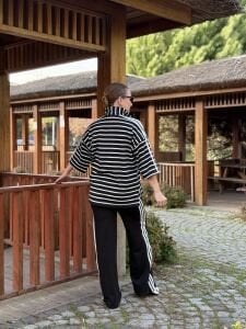 Şeritli Armalı Takım çizgili Siyah