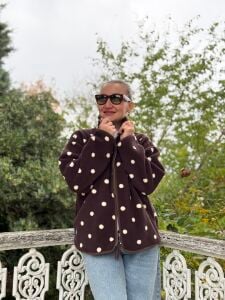 Tam fermuarlı Yumoş polar Puantiye kahve