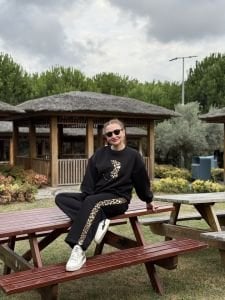 2 iplik içi şardonlu Leo-Siyah Eşofman Takımı