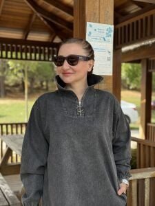 Yarım Fermuarlı tensel kot elbise Antrasit