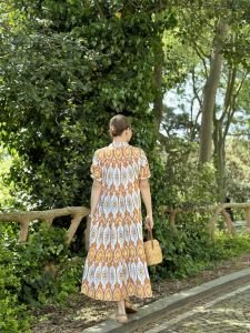 046 KISA KOL ORANGE ELBİSE