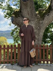 Polo tensel katleya elbise Kahve