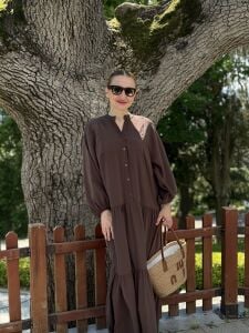 Polo tensel katleya elbise Kahve
