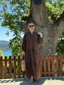 Polo Brode Patlı tensel elbise Kahve