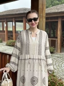 Tam boy mila Seçil elbise taş